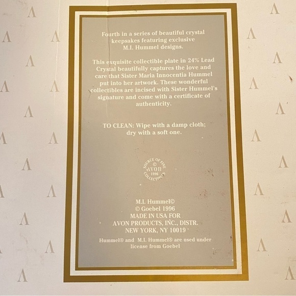M. I. hummel crystal 1996 collectors angel & baby jesus plate avon products - Picture 13 of 14